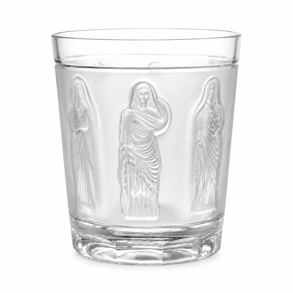 Set of 4 Vintage Lalique Femmes Antiques France Crystal Whiskey Tumblers Signed